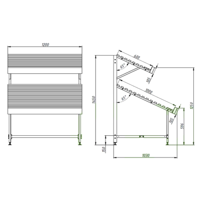 Овощной развал с полкой запасником Stahler Garden H=1450 L=1200 G=890 (T-WL 10212089) на сайте Белторгхолод