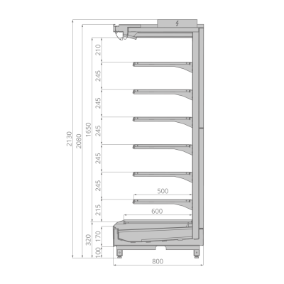 Витрина пристенная Brandford TESEY Slim 250 на сайте Белторгхолод