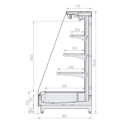Витрина пристенная Brandford IKAR Slim SQ 250 на сайте Белторгхолод