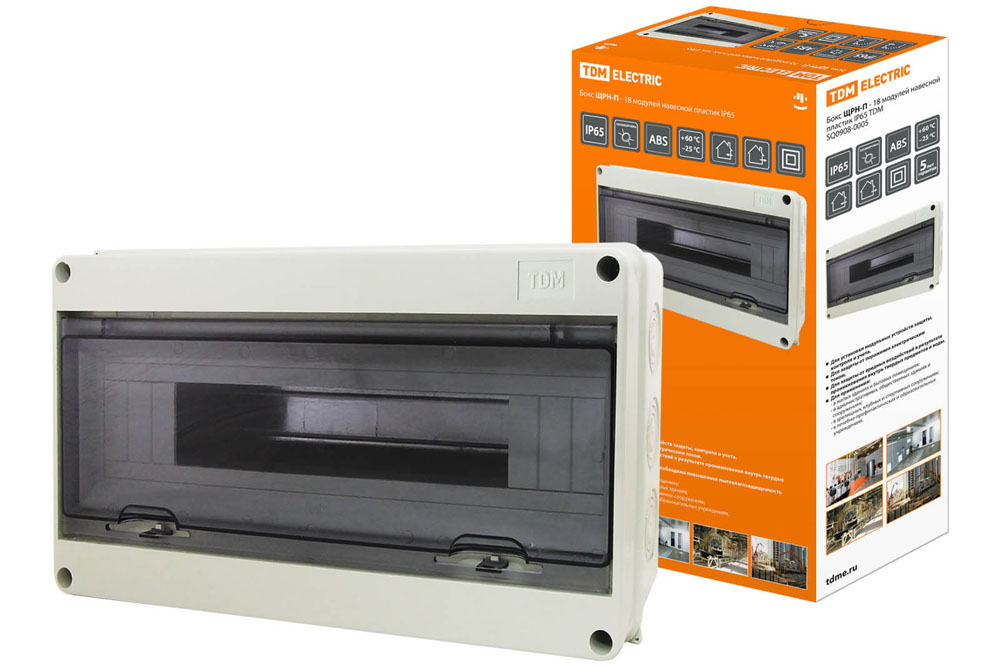 Бокс ЩРН-П-18 модулей навесной пластик IP65  TDM, Ввезен из РФ