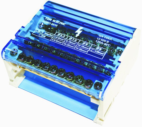 Шина "N"нулевая на DIN-рейку в корпусе 4х11 групп TDM, Ввезен из РФ