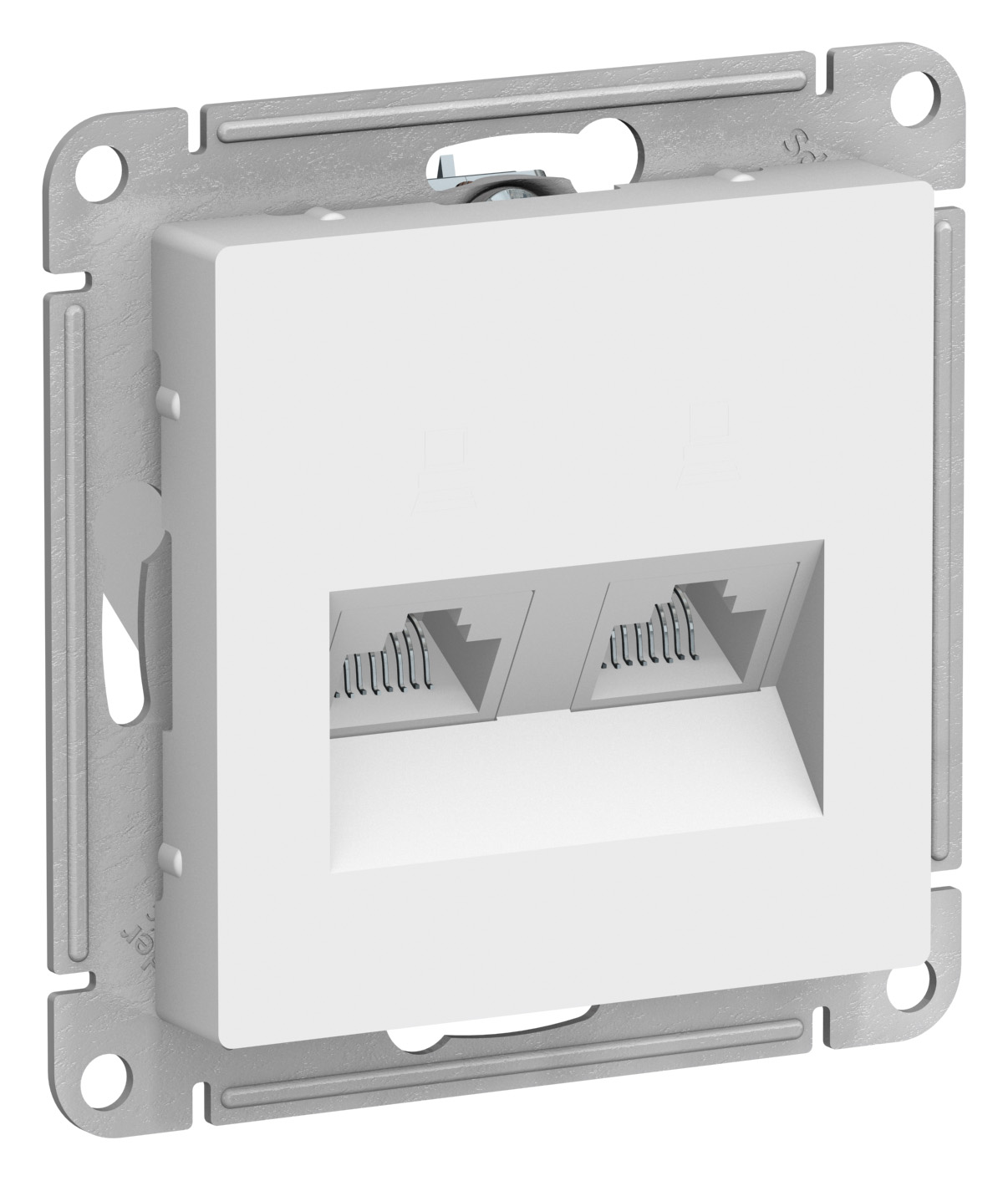 ATN000185 ATLAS РОЗЕТКА двойная компьютерная RJ45+RJ45, кат.5E, механизм, БЕЛЫЙ,Ввезен из РФ