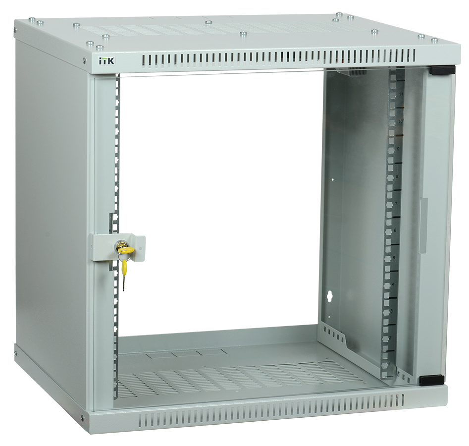 ITK Шкаф LINEA WE 9U 550x350мм дверь стекло серый