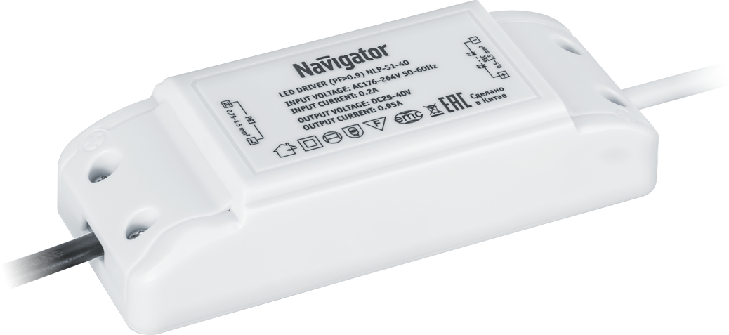 Драйвер Navigator 61 547 ND-P40-1000mA-IP40, Ввезен из РФ. Код ОКРБ 007-2012: 27.40.25