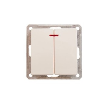 W59 Выключатель 2кл. с/у с инд. 10А (сл.кость, б/рамки)(20шт) VS510-251-2-86,