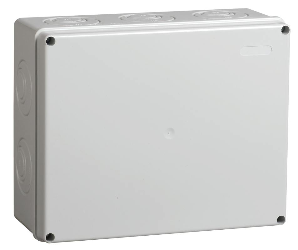 Коробка КМ41272 распаячная для о/п 240х195х90мм (5вводов, RAL7035) IP55 ИЭК,UKO10-240-195-090-K41-55, Ввезен из РФ