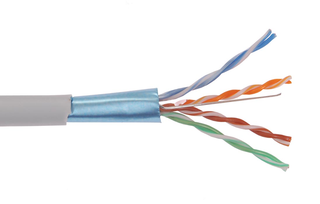 Кабель Витая пара 5e F/UTP кат.5Е 4x2x24AWG solid, LDPE, внешн.прокл, РФ, Код ОКРБ 007-2012: 27.32.13.600
