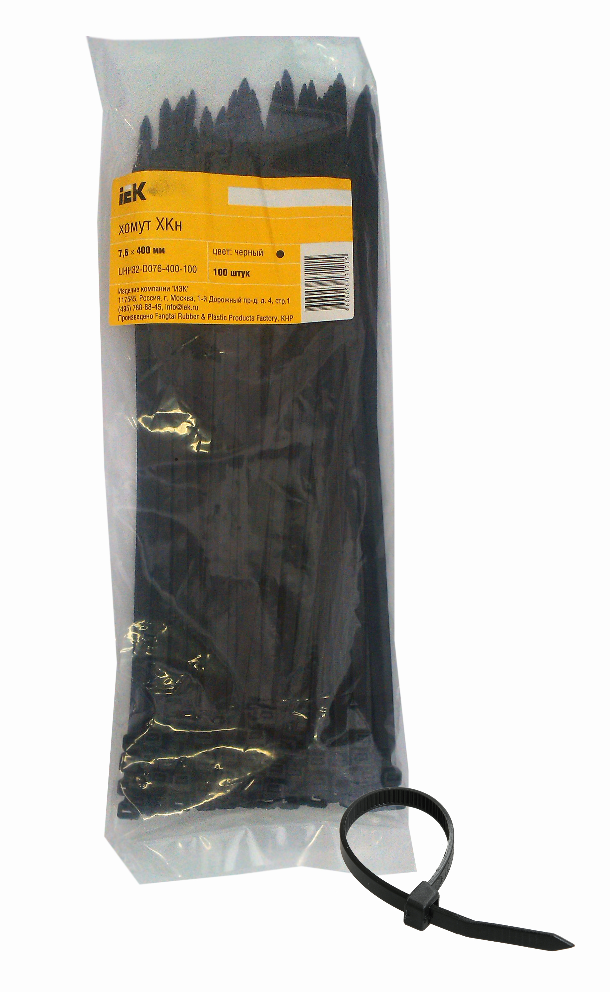 Хомут 7,6х400мм нейлон черный (100шт) IEK