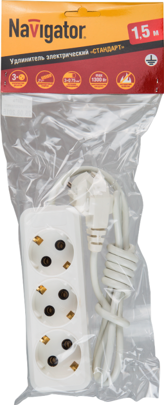 Удлинитель Navigator 71 451 NPE-S1-03-150-E-3x0.75 Кит, Ввезен из РФ