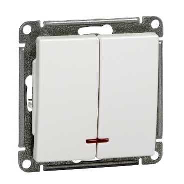 W59 Выключатель 2кл. с/у с инд. 10А (белый, б/рамки) VS510-251-1-86,