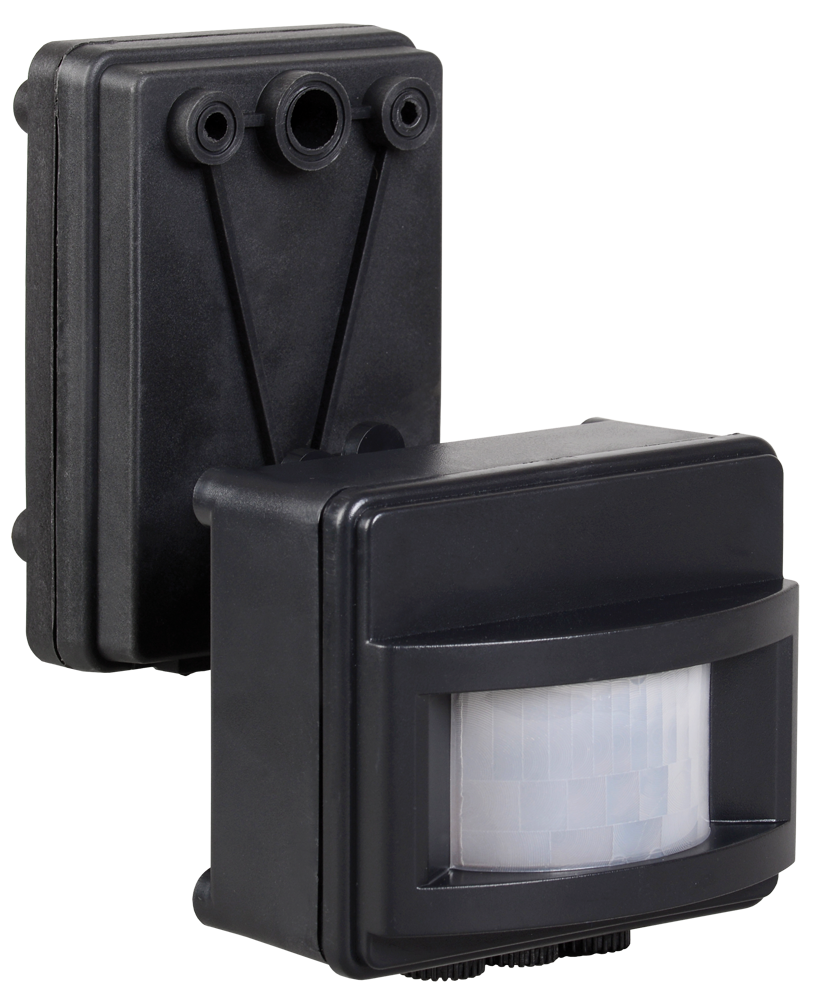 Датчик движения ДД 017 черный, макс. нагрузка 1100Вт, угол обзора 120град., дальность 12м, IP44, IEK