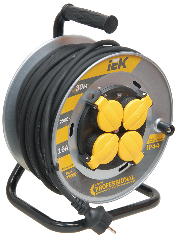 Катушка УК30 2P+PE/30м КГ 3х1,5мм2 IP44 "Professional" IEK