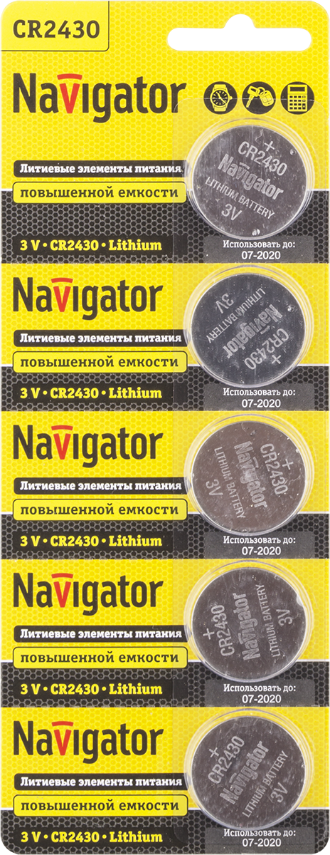 Элемент питания Navigator 94 781 NBT-CR2430-BP5, Ввезен из РФ