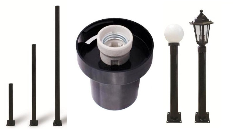 Опора металлическая садово-парковая, h=1800 мм, цвет черный, TDM, Везен из РФ