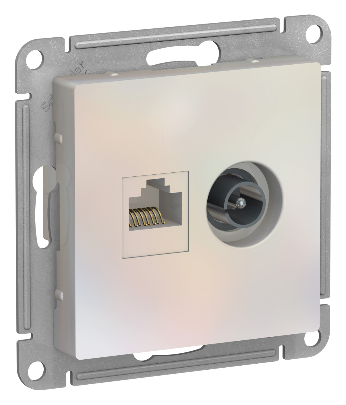 ATLASDESIGN РОЗЕТКА двойная ТВ + компьютерная RJ45, кат. 5Е, ЖЕМЧУГ