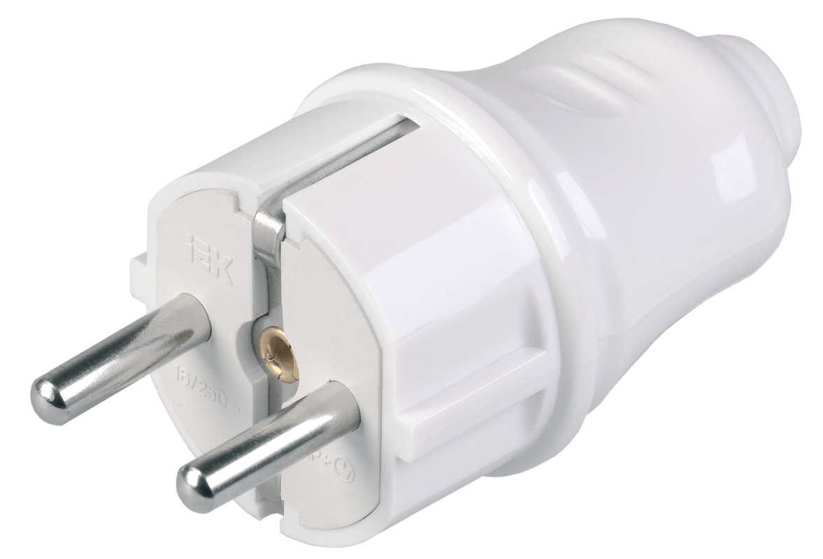 ВПп10-01-Ст Вилка разб. прямая з/к 16А белая IEK,