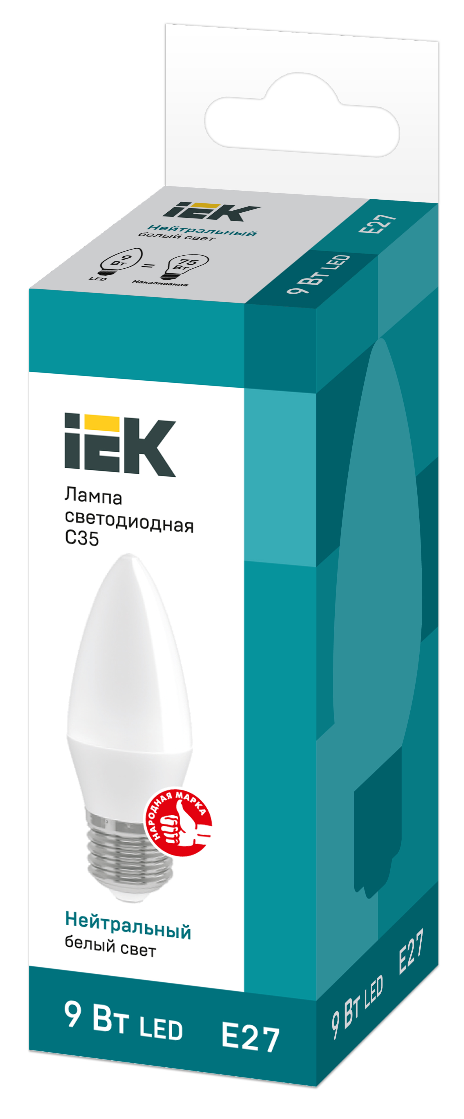 Лампа LED C35 свеча 9Вт 230В 4000К E27 IEK