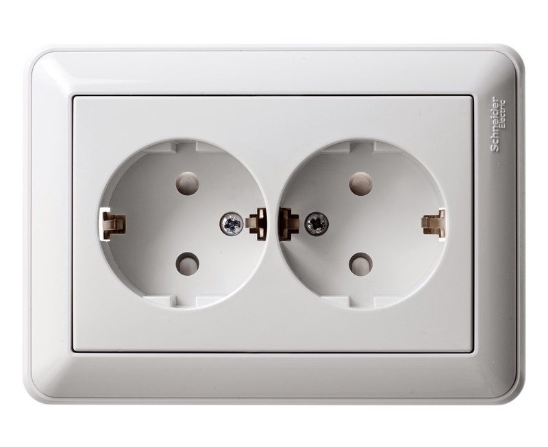 W59 Розетка 2-я с/у с/з з/шт 16А (белый, с рамкой)(12шт) RS16-255-18,