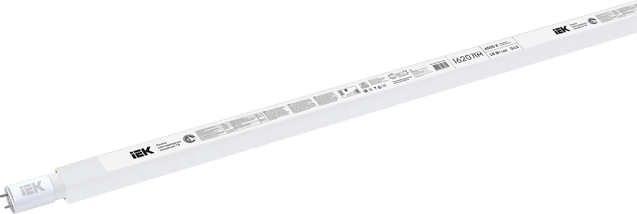 Лампа LED T8 линейная 18Вт 230В 6500К 1200мм G13 IEK