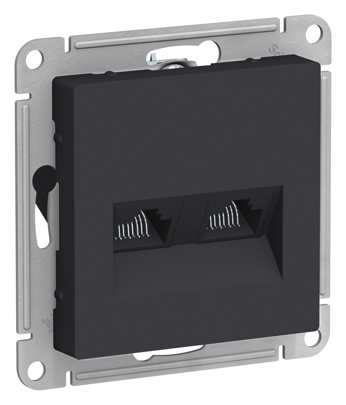 ATN001085 ATLAS РОЗЕТКА двойная компьютерная RJ45+RJ45, кат.5E, механизм, КАРБОН,Ввезен из РФ