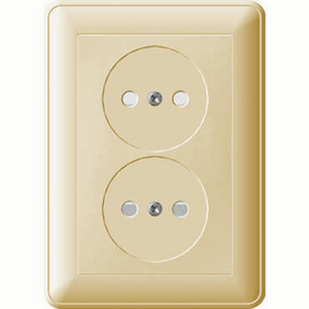 W59 Розетка 2-я с/у без/з з/шт 16А (сл.кость, с рамкой)(12шт) RS16-254-28,