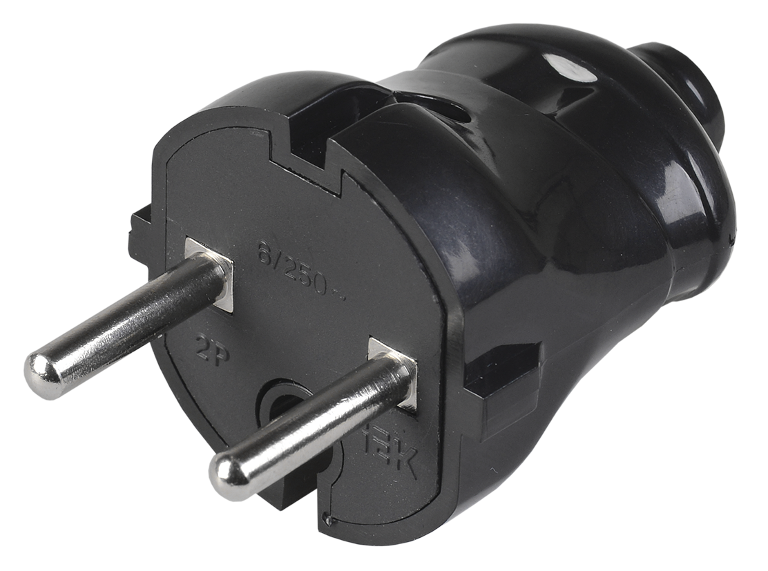 ВПп20-02-Ст Вилка разб. прямая без з/к 6А черная IEK