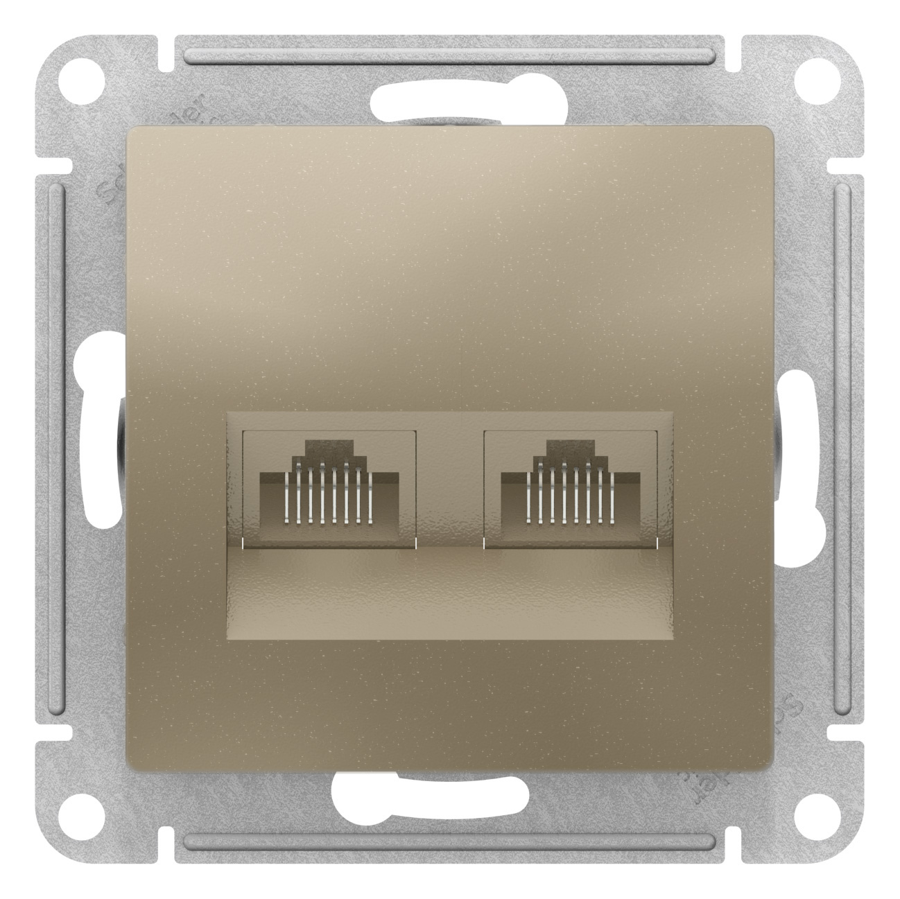 ATN000585 ATLAS РОЗЕТКА двойная компьютерная RJ45+RJ45, кат.5E, механизм,ШАМПАНЬ,Ввезен из РФ