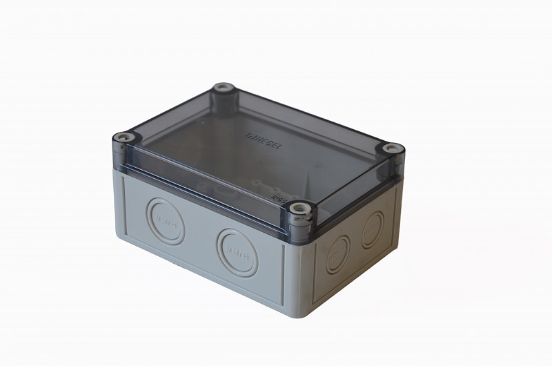 КР2801-720 Коробка КР2801-720 ПК поликорбанат,серый цвет корпуса ,крышка низкая,прозрачная,пустая