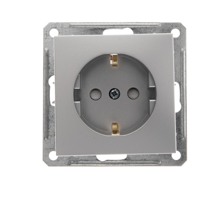 W59 Розетка 1-я с/у с/з з/шт 16А (мат.хром, б/рамки)(10шт) RS16-152-5-86,