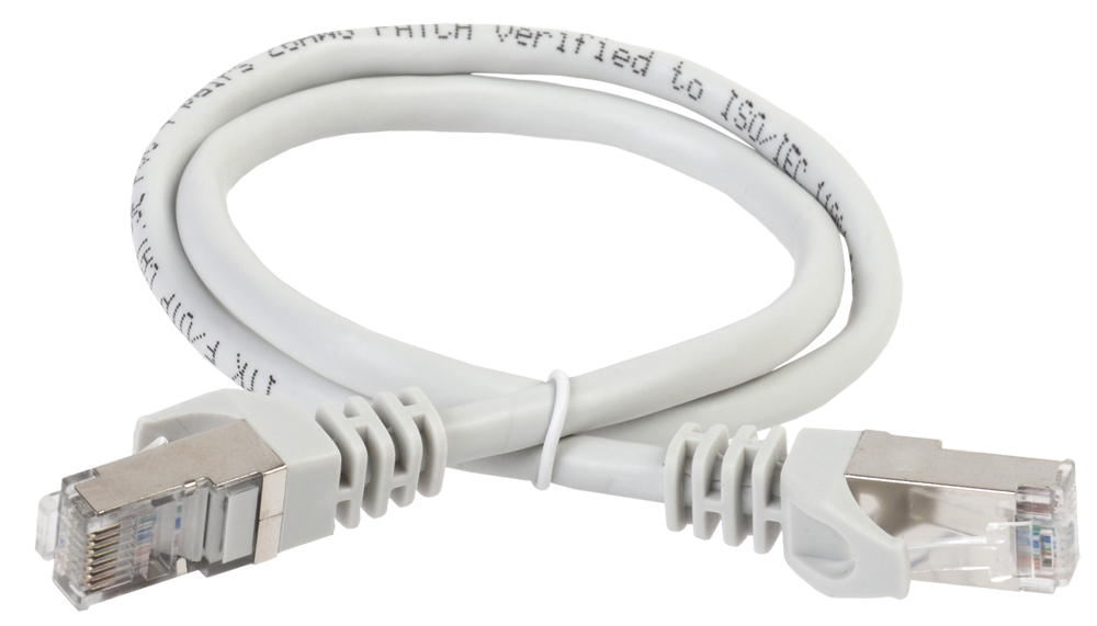 ITK Коммутационный шнур (патч-корд), кат.6A S/FTP, LSZH, 1м, серый