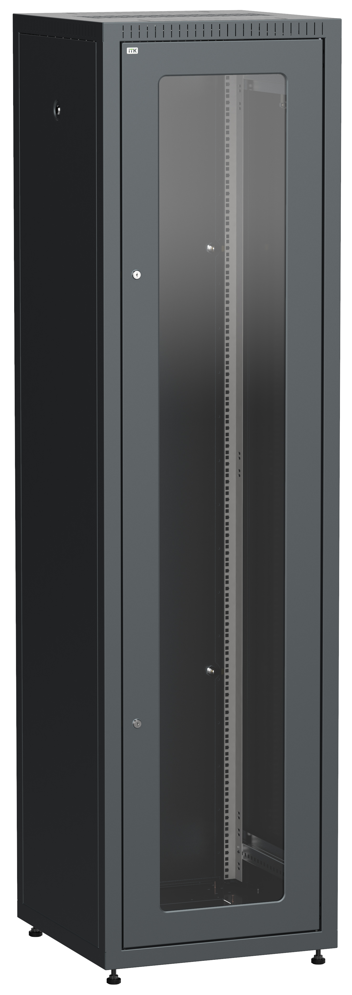 ITK Шкаф LINEA E 42U 600х600мм двери 2шт стек. и метал. чер.