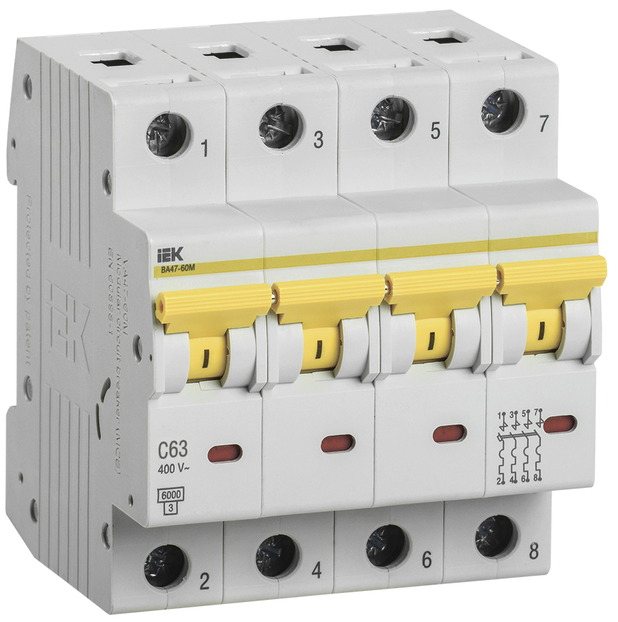 KARAT Авт. выкл. ВА47-60M 4P C 63А 6кА IEK