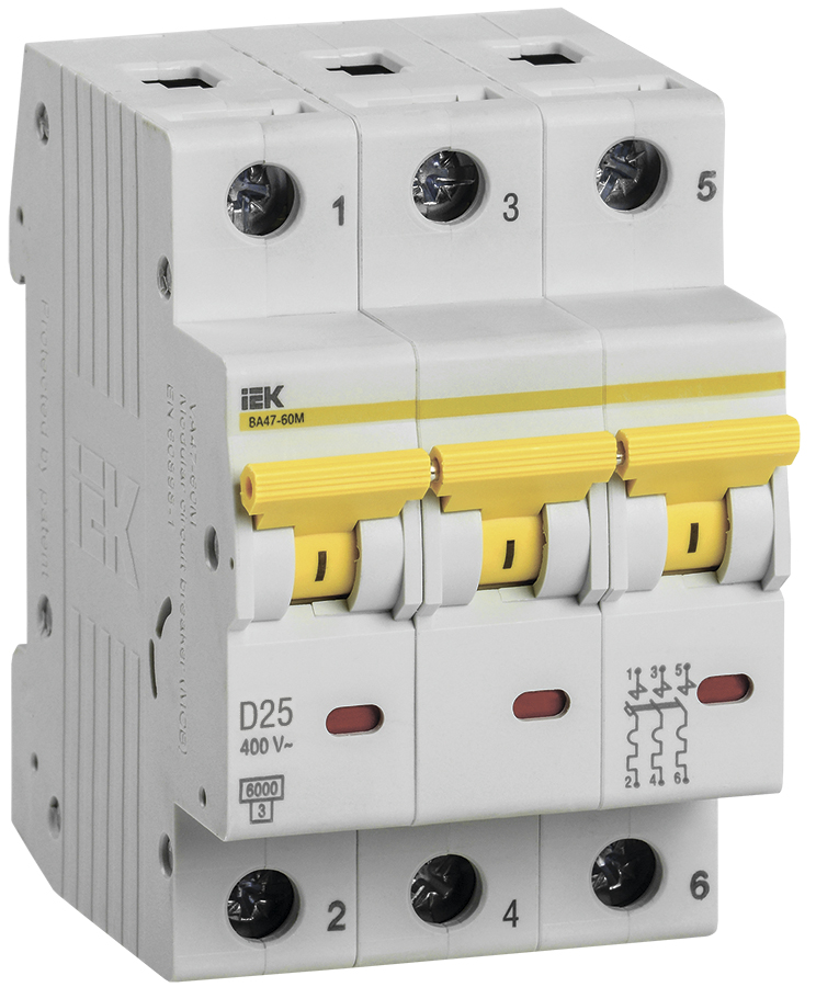 KARAT Авт. выкл. ВА47-60M 3P D 25А 6кА IEK