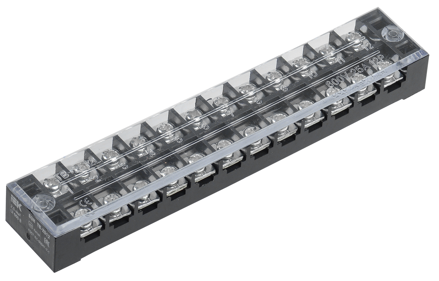 Блок зажимов БЗН ТВ-2512 2,5 мм2 25А 12 пар IEK,
