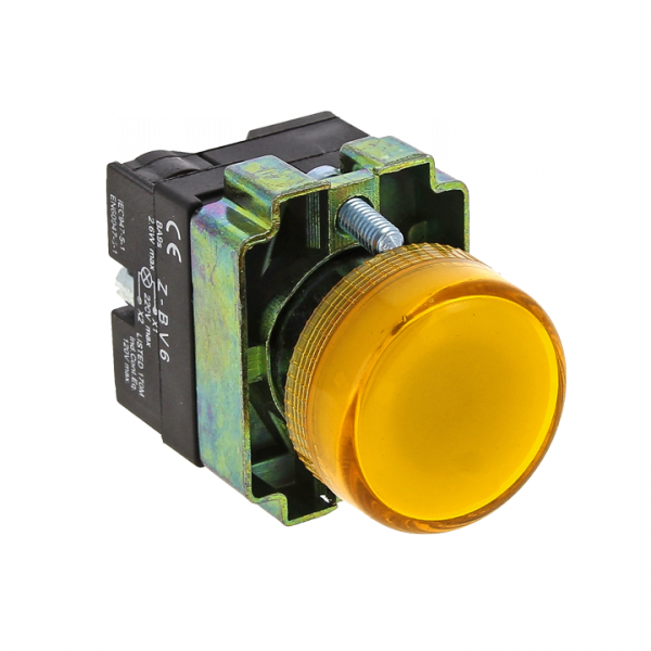 Лампа сигнальная BV65 желтая 24В EKF
