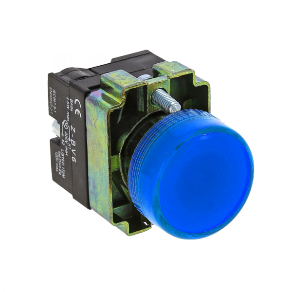Лампа сигнальная BV66 синяя 24В EKF