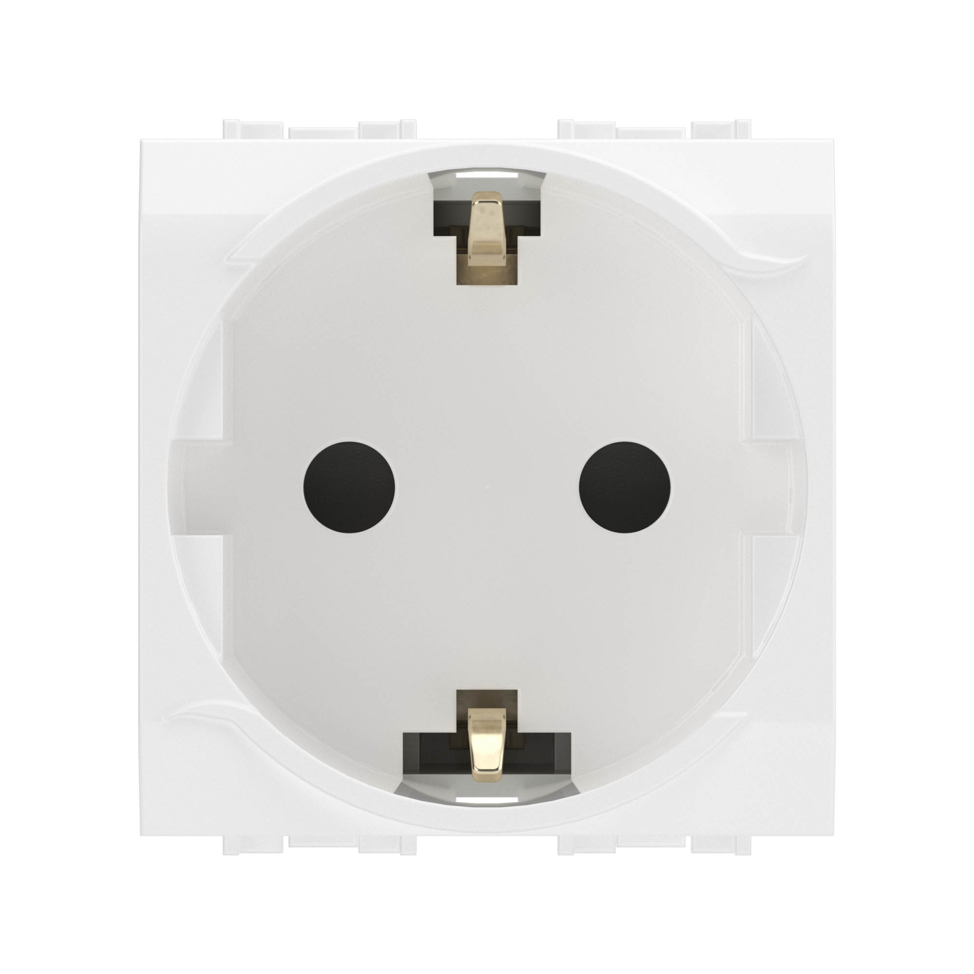 Розетка 1-м СП 2мод. Brava 16А IP20 с заземл. защ. шторки бел. DKC 76482B,