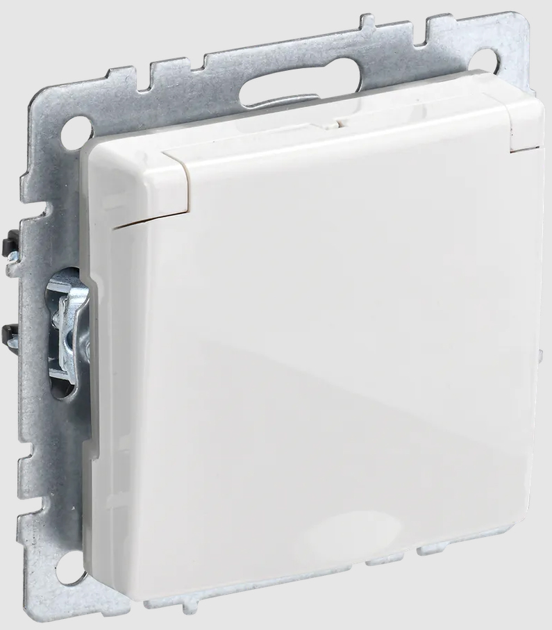 BRITE розетка с з/к/ш с кр. 16А IP44 РСбш10-3-44-БрБ бел. IEK, BR-R16-16-44-K02, Ввезен из РФ