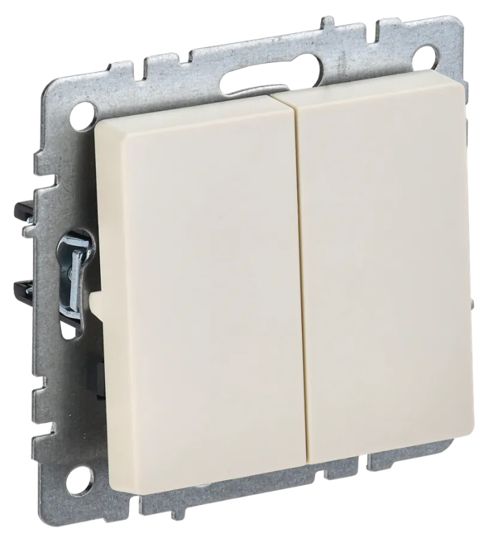 BRITE выключатель 2-кл. 10А ВС10-2-0-БрКр беж. IEK, BR-V20-0-10-K10,  Ввезен из РФ. Код ОКРБ 007-2012: 27.33.11