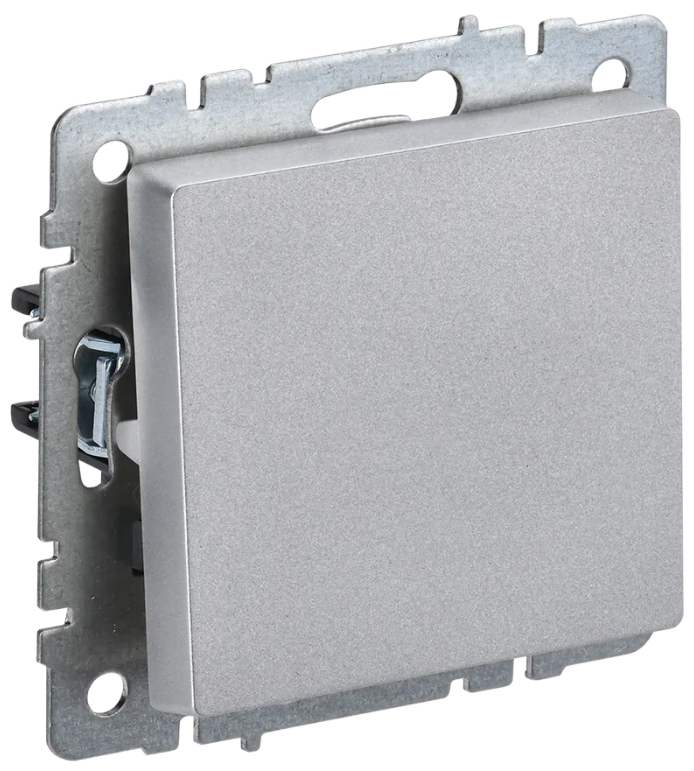 BRITE выключатель 1-кл. 10А ВС10-1-0-БрА алюм. IEK, BR-V10-0-10-K47,  Ввезен из РФ. Код ОКРБ 007-2012: 27.33.11