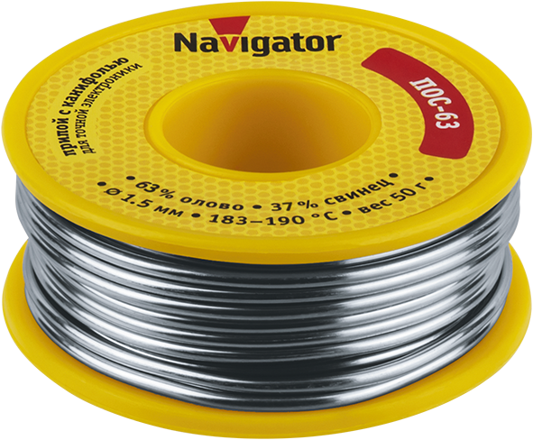 Припой Navigator 93 781 NEM-Pos05-63K-1.5-K50 (ПОС-63, катушка, 1.5 мм, 50 гр)