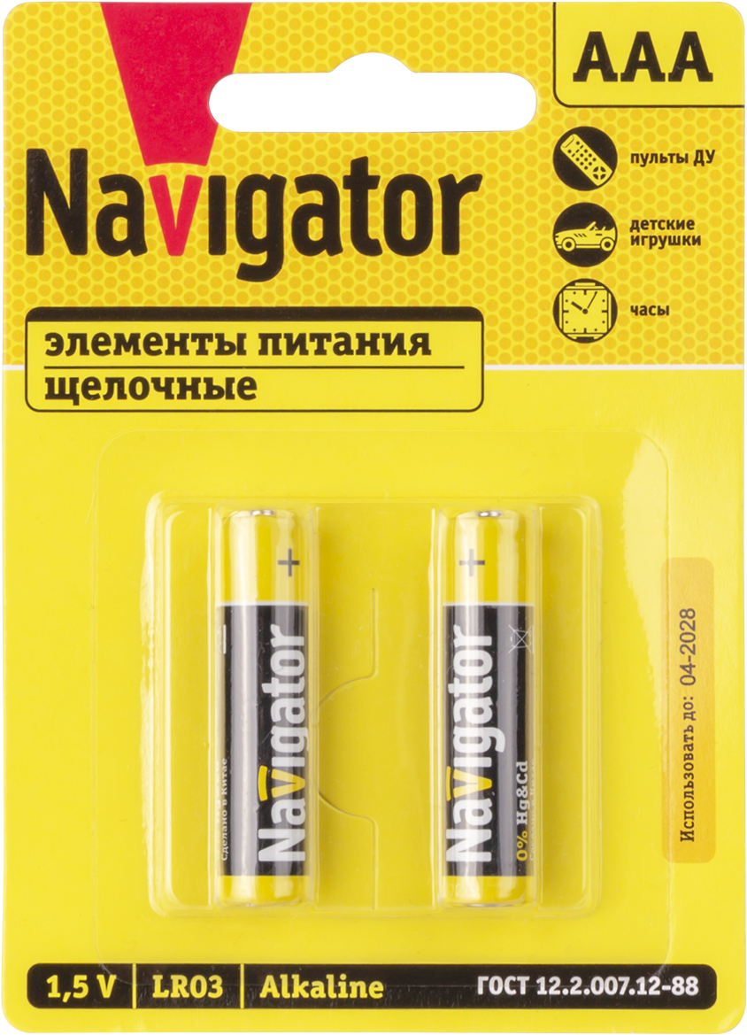 Элемент питания NBT-NPE-LR03-BP2 Navigator 93963, Ввезен из РФ