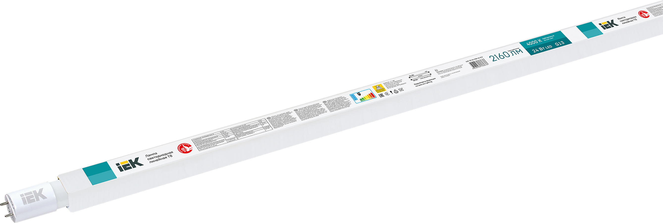 Лампа LED T8 линейная 24Вт 230В 4000К 1500мм G13 IEK