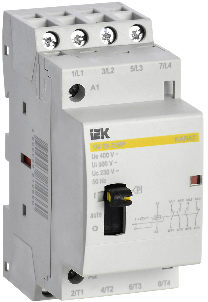 Контактор модульный с ручным упр. КМ20-22МР AC KARAT IEK,