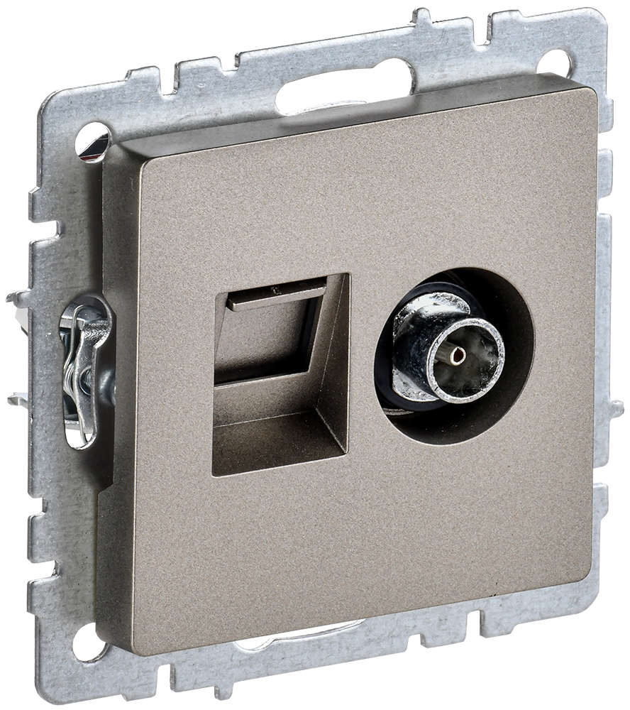 BRITE Роз. двойная TV+RJ45 кат.5E РТВ/РК12-БрШ шамп. IEK, BR-AK20-1-K37, Ввезен из РФ