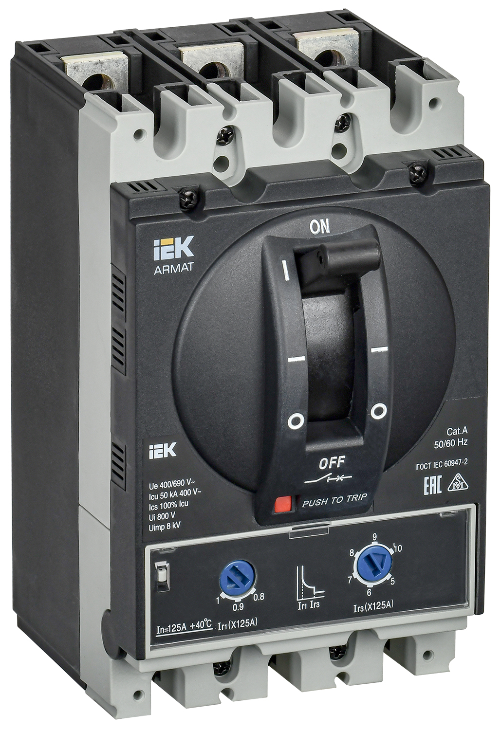 ARMAT Авт. выкл. лит. корпус 3P D 50кА 125А ТМ рег. IEK