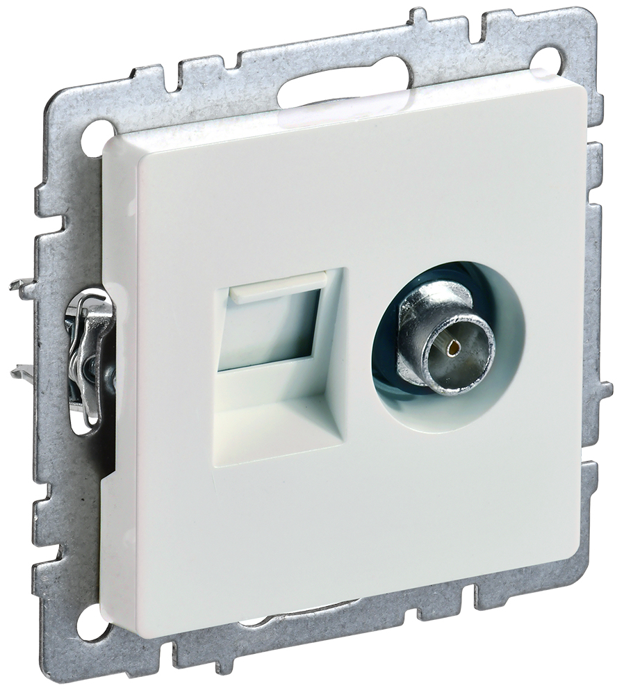 BRITE Розетка двойная TV+RJ45 кат.5E РТВ/РК12-БрЖ жемчуг IEK, BR-AK20-1-K36, Ввезен из РФ