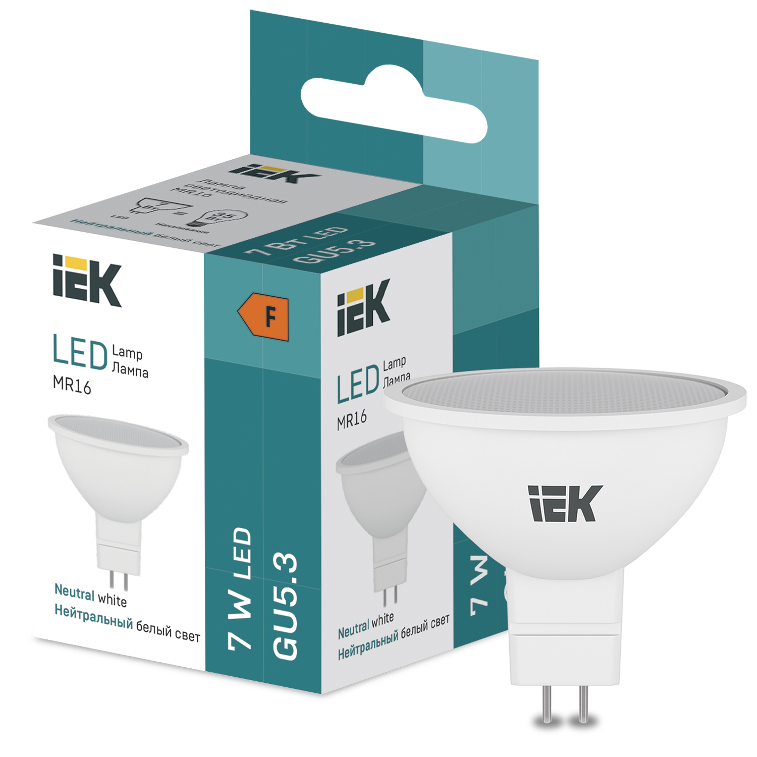 54337 Лампа LED 7W MR16 570lm 4000K GU5 IEK, Ввезен из РФ. Код ОКРБ 007-2012: 27.40.15