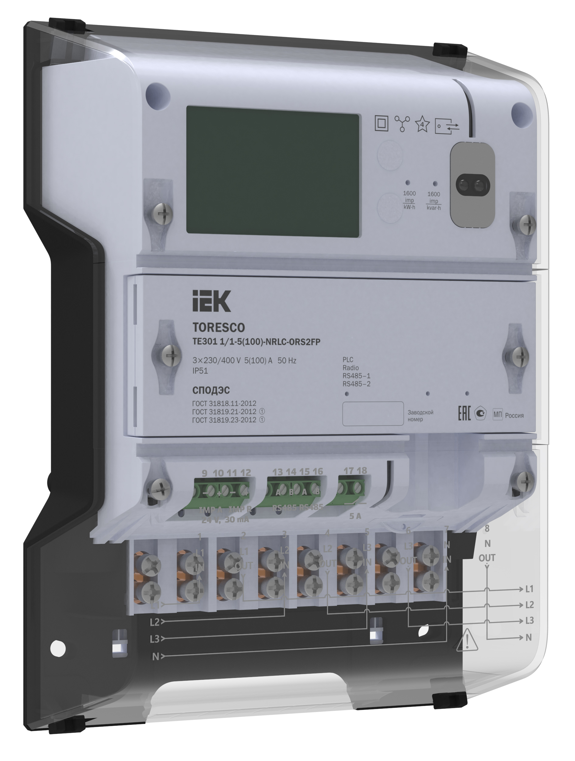 TORESCO Счетчик ЭЭ TE301 1/1-5(100)-NRLC-ORS2FPG IEK