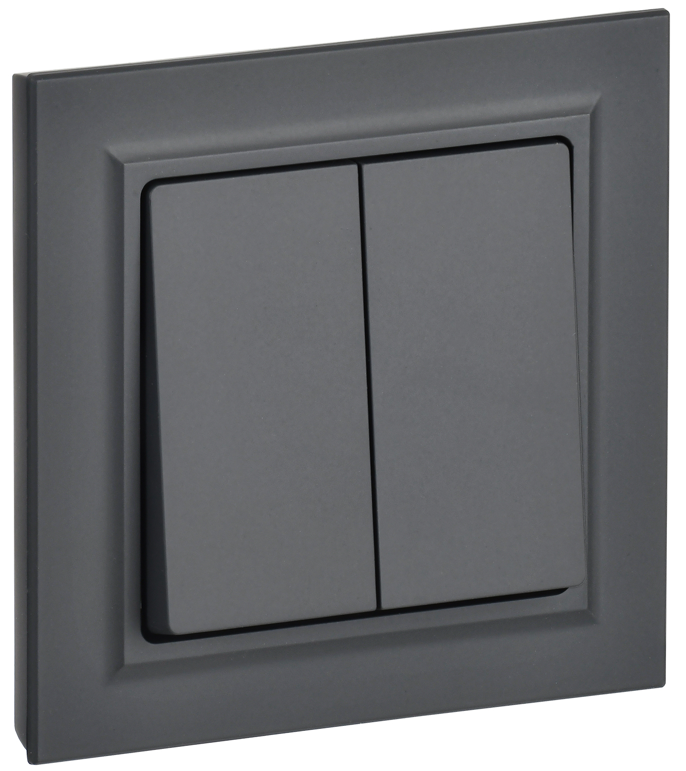 BRITE Выключатель 2-клавишный 10А в сборе ВСР10-2-0-БрГ графит IEK, BR-V20-0-10-K53-F,  Ввезен из РФ. Код ОКРБ 007-2012: 27.33.11